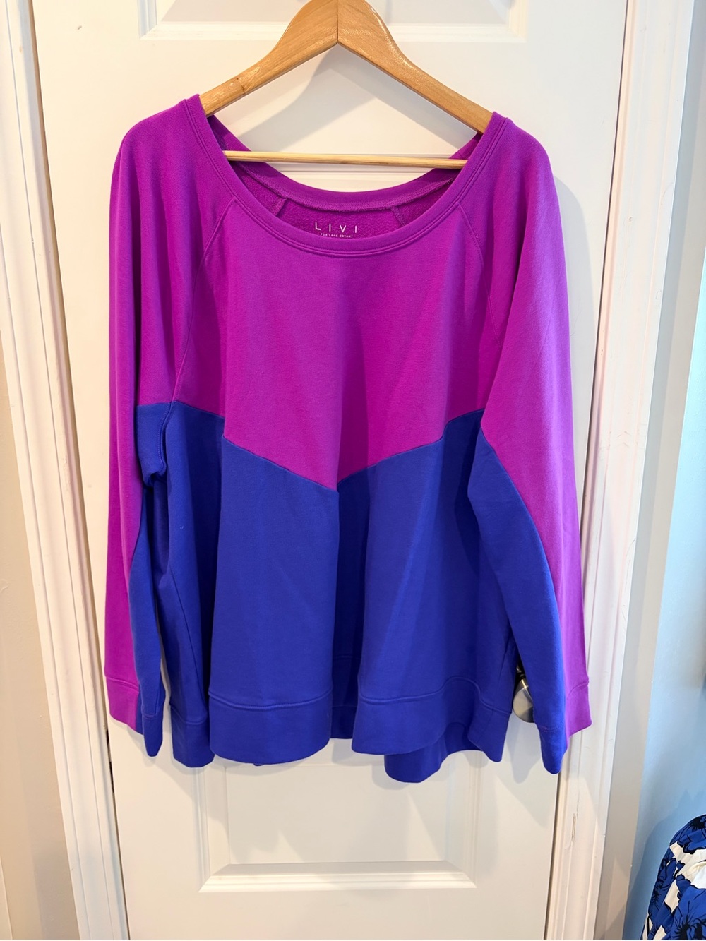 Lane Bryant Purple & Blue Colorblock Sweatshirt